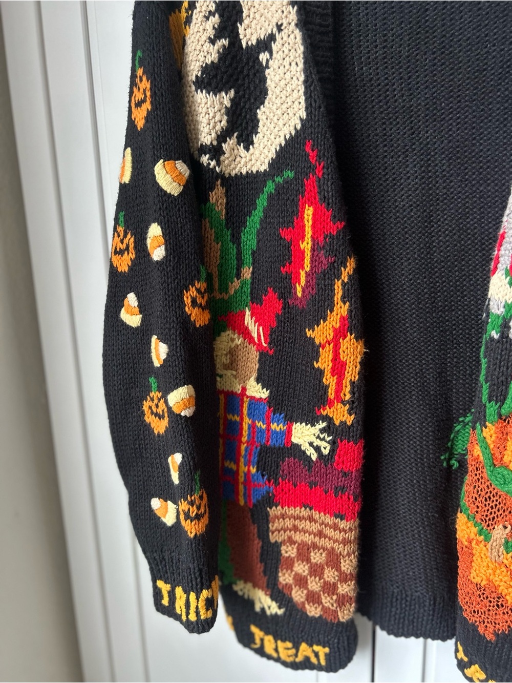 Susan Bristol Black Trick Or Treat Hand-Knit Sweater - Picture 3 of 11